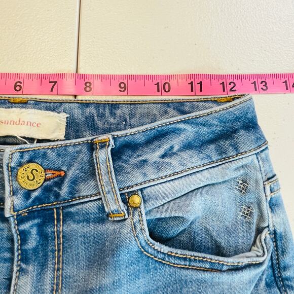 Sundance Blue Denim Straight Leg Medium Wash Embroidered Distressed Jeans W25 - Picture 9 of 11